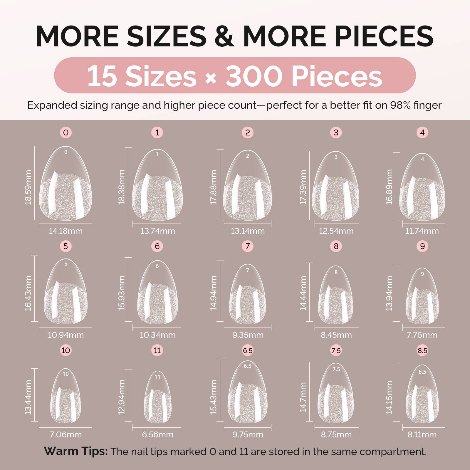 MELODYSUSIE - Wholesale Press-on nepnagels - 300 stuks halfmatte doorzichtige acryl nageltips voor volledige dekking5