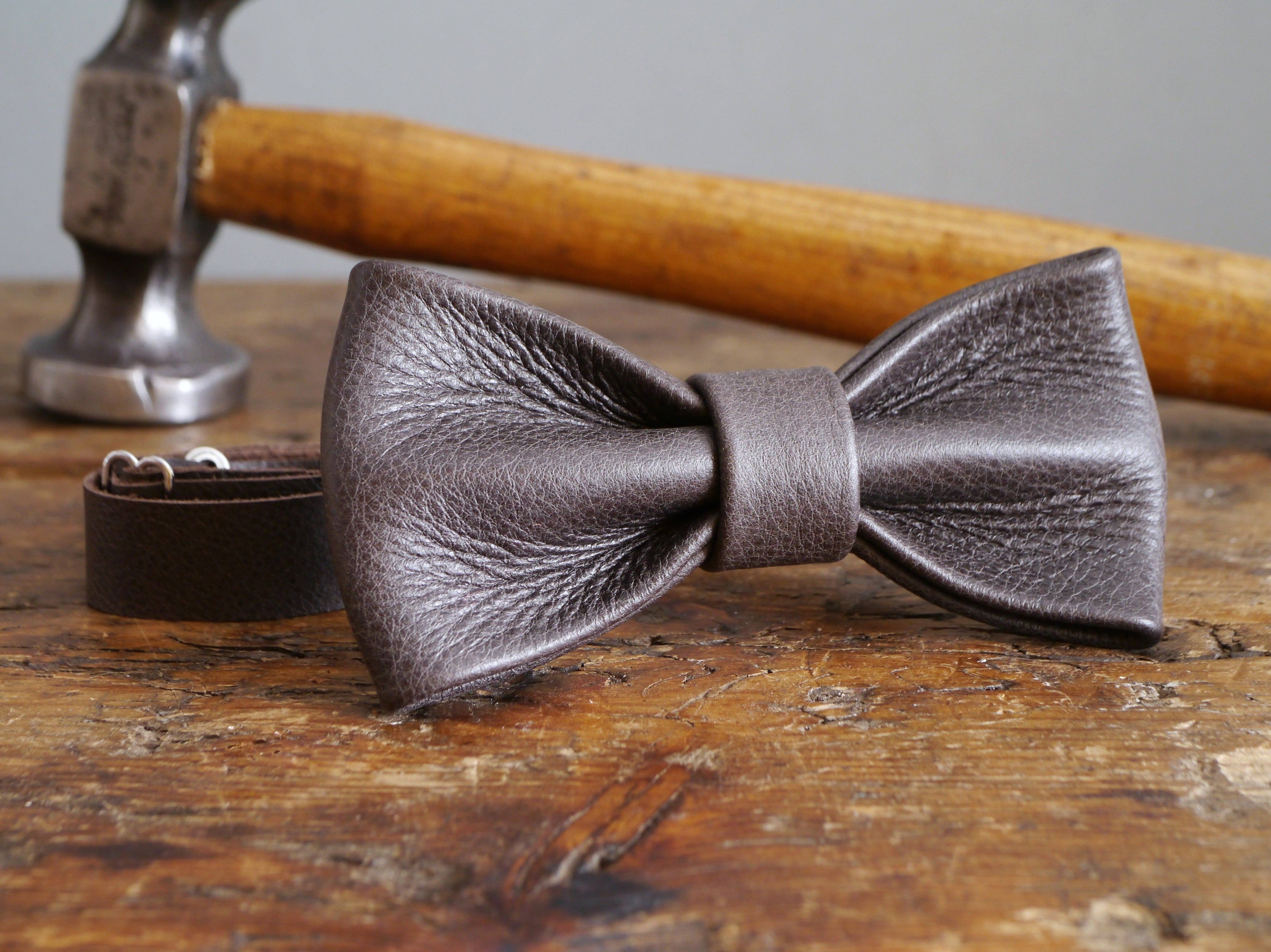 Kingsley Leather - Wholesale Bow Tie - Men's - Leather Bow Tie - Espresso Brown9