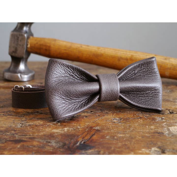 Kingsley Leather - Wholesale Bow Tie - Men's - Leather Bow Tie - Espresso Brown9