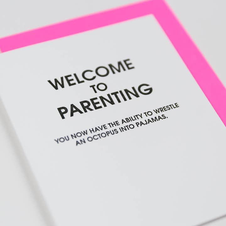 Chez Gagné - Wholesale Baby Card - Welcome To Parenting Octopus Pajamas - Letterpress Card2