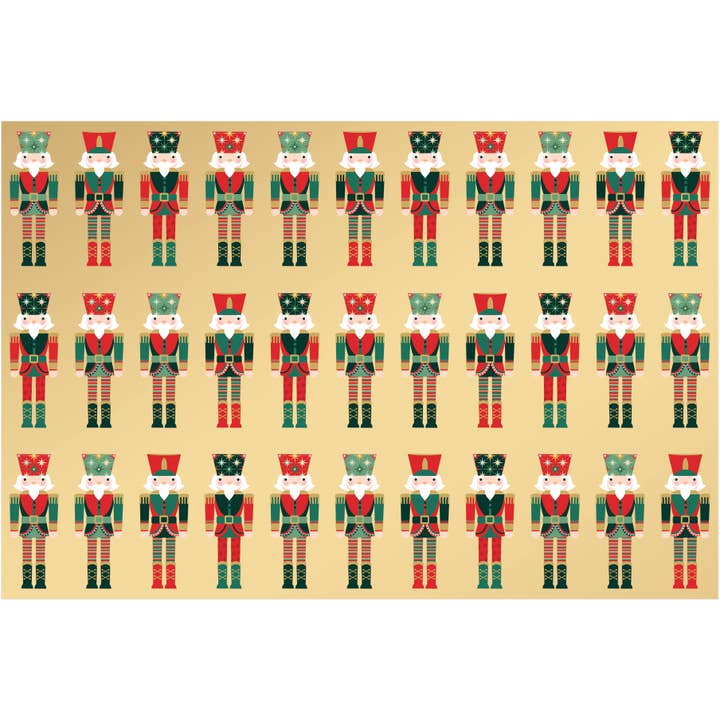 Premium Metallic Gift Wrap Vintage Nutcrackers for wholesale by Punch Studio