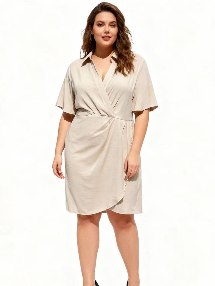 Kleid mit ausgestelltem Kragen und Ärmeln D6057-1 für den Großhandel von KICHIC