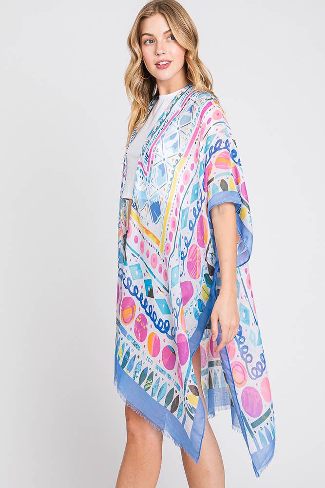 Hana - Wholesale Kimono - Women's - Watercolor Boho Geometric Print Summer Kimono8