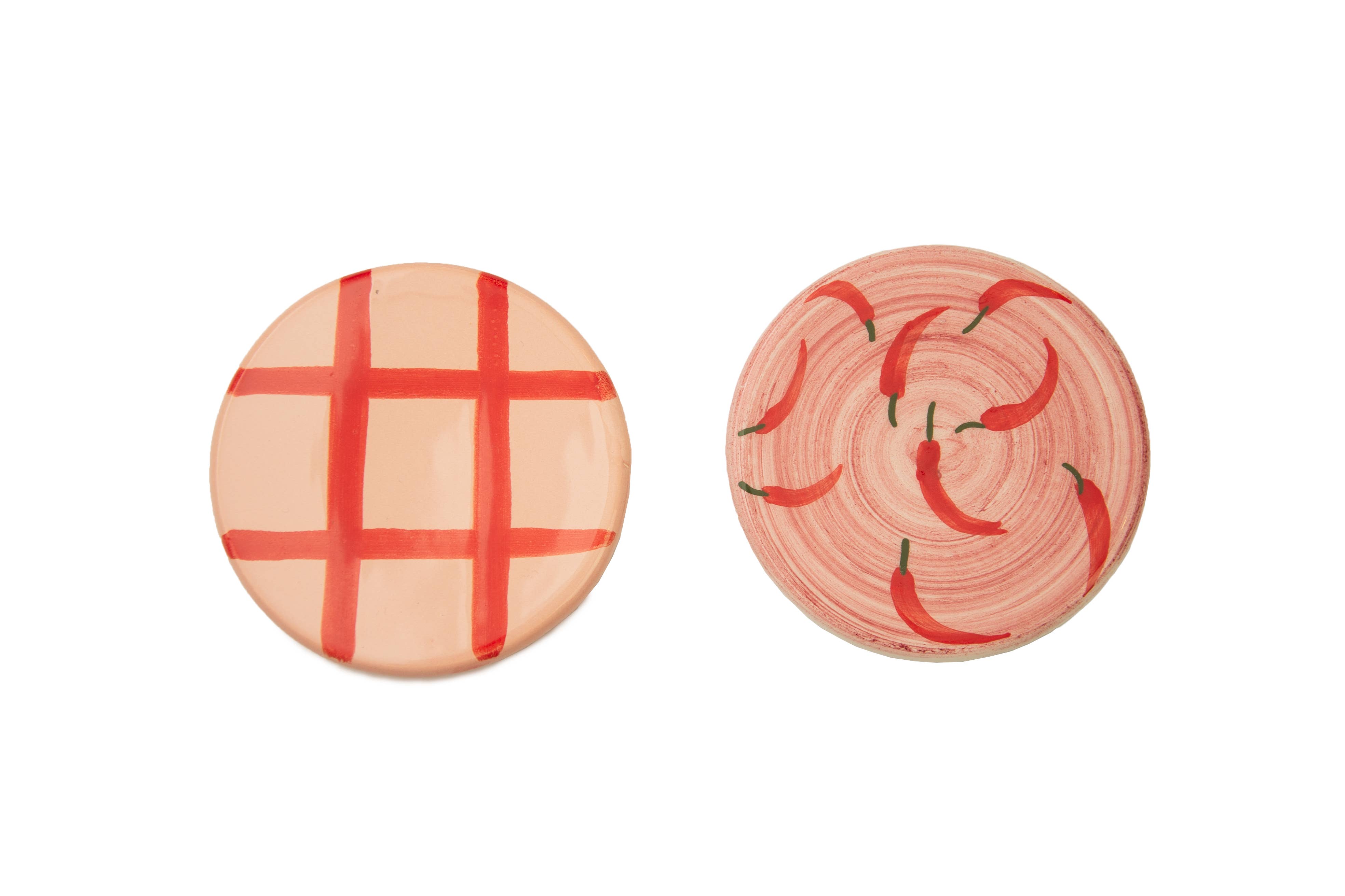 Really Nice Things – Base de copos por atacado – Conjunto de 2 Bases de Copos em Cerâmica (Pimentos Vermelhos)1