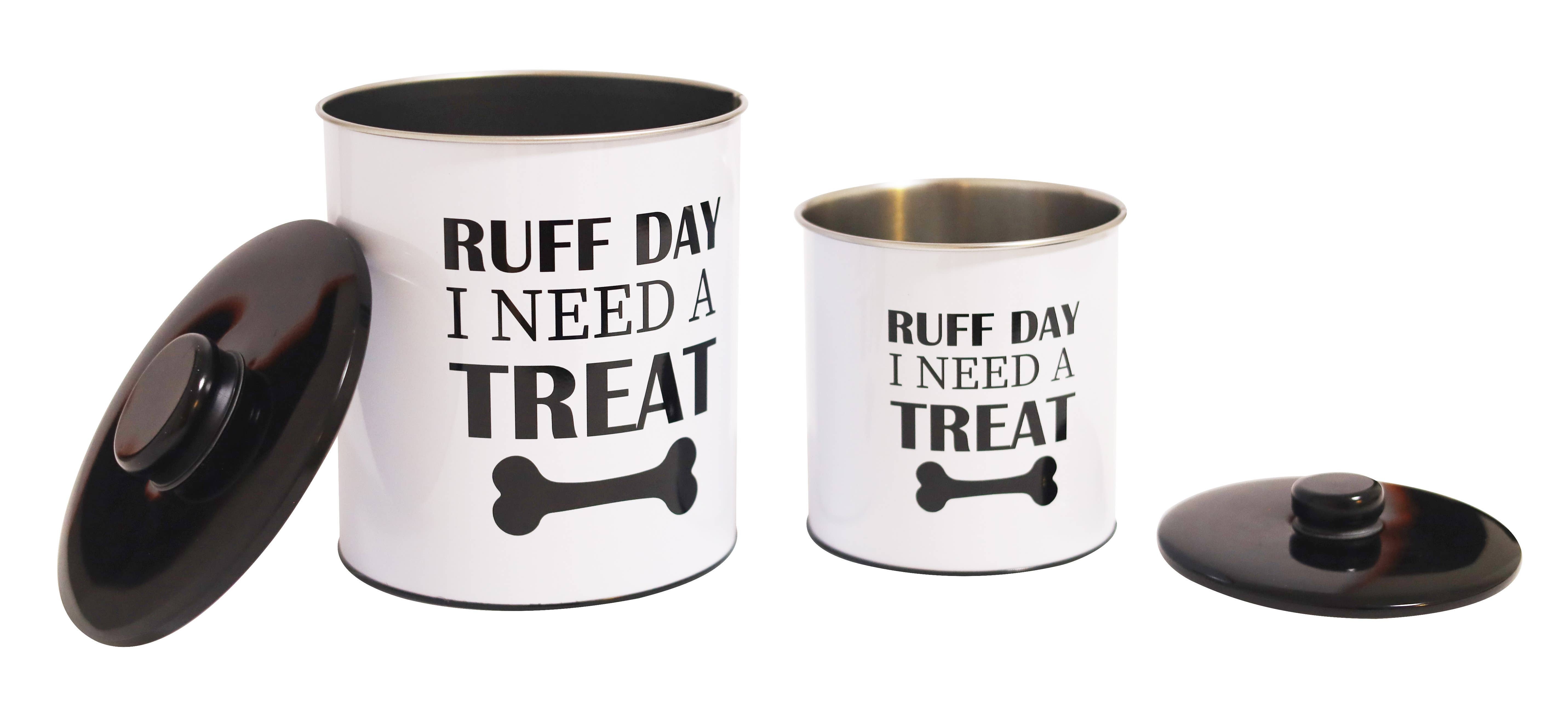 DAHO - Vente Bocal à friandises – chien - Set de 2 boîtes rondes en métal pour friandises pour chiens2