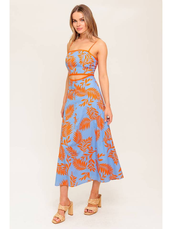 BLUE ORANGE A printed woven midi dress - ID22446 for wholesale on Faire
