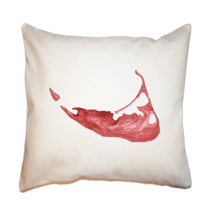 nantucket map in nantucket red square pillow for wholesale by Tina Labadini Designs
