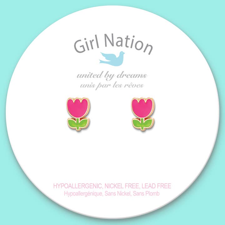 Girl Nation - Wholesale Oorbellen - Kinderen - Kleine Tulp Schattige Oorknopjes5