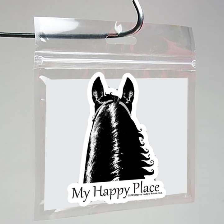 3" Tumbler Horse Sticker / My Happy Place / WATERPROOF for wholesale by Horse Hollow Press