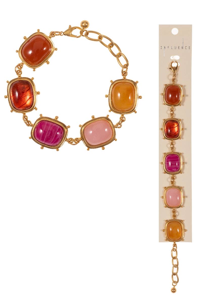 Designature New York - Vendita all'ingrosso Braccialetto con ciondolo/pendente - BRACCIALE CON CHIUSURA A STRATI IN RESINA EPOSSIDICA E PIETRA VINTAGE0