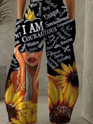 print patchwork pocket regular high waist trousers for wholesale by Fashion Combination