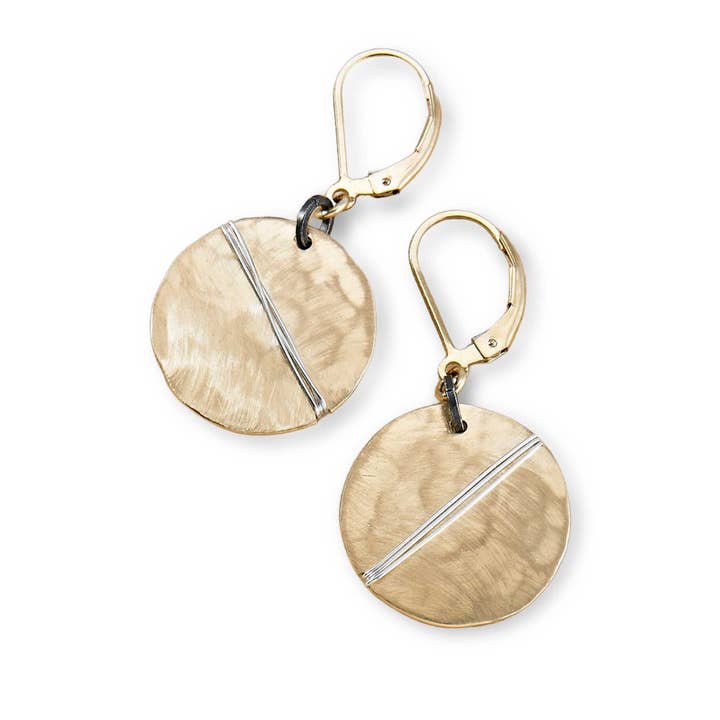 Freshie & Zero - Wholesale Dangle Earrings - Shield Earrings, Gold Disc Statement Earrings0