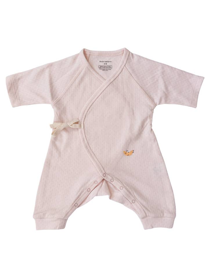 Soft Pink Pointelle Baby Kimono Onesie for wholesale by Dodo Banana