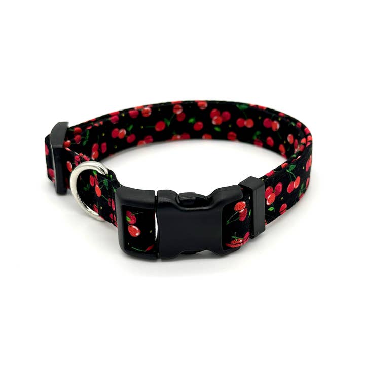 Mon Cheri Cherry Dog Collar - Black for wholesale by Winthrop Clothing Co.