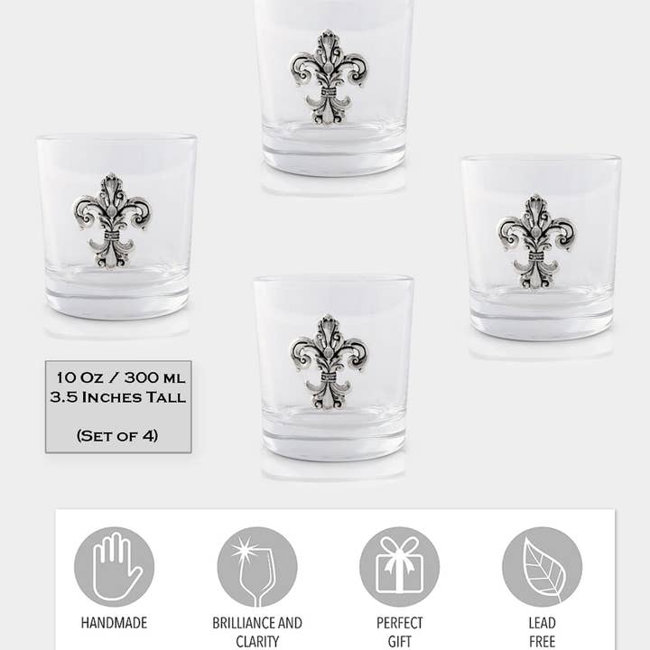 Arthur Court - Wholesale Cocktail/Liquor Glass - Fleur-de-Lis Bar Glasses Set of 42