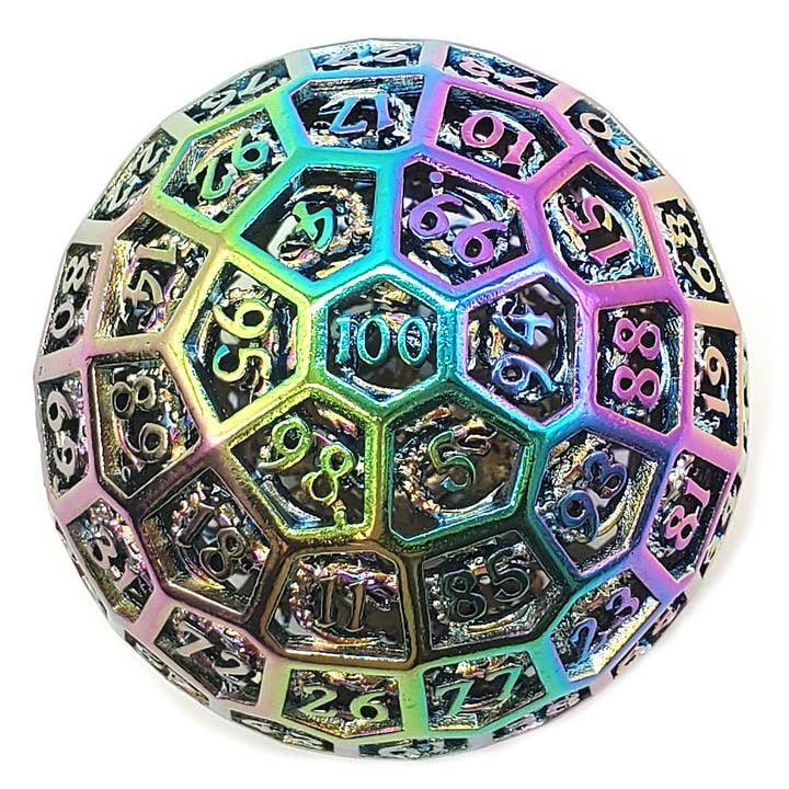 Hollow Metal 50mm D100 - Dragon's Head - Spectral for wholesale by Old School Dice