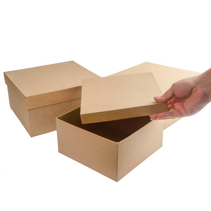 Factory Direct Craft - Wholesale Gift Box - Premade 3-Piece Nested Paper Mache Square Box Set