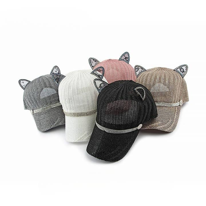MKS America - Wholesale Baseball Cap - Women's - Cute cat ears baseball cap cutout hat
