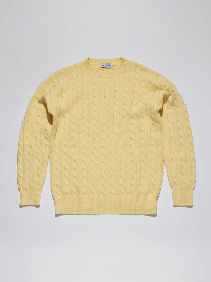 Cable Stickad Tröja Smörgul för wholesale av ONE DNA