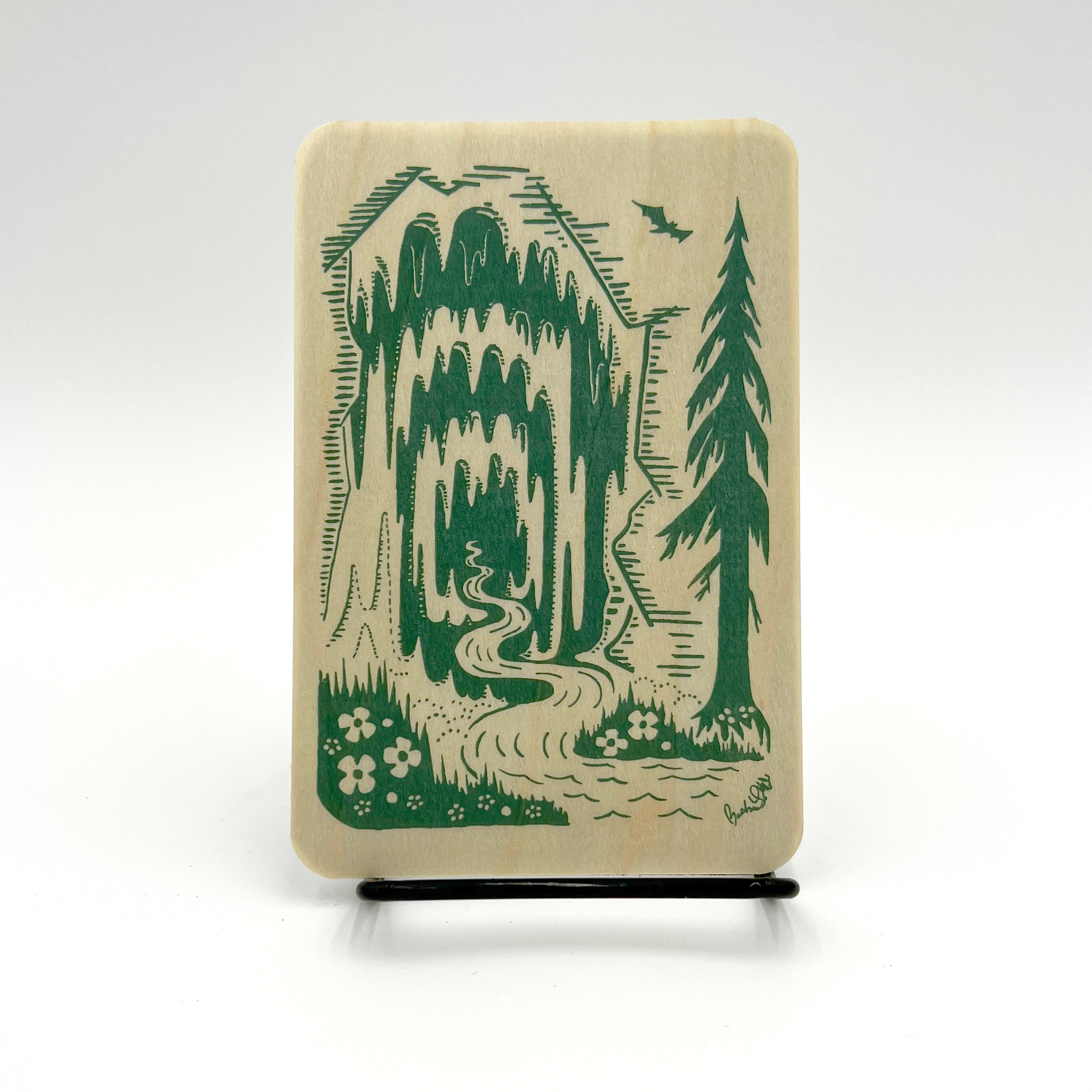 Morning Paper dot Design - Wholesale Postcard - Cave and tree on aspen or red cedar wood postcard6