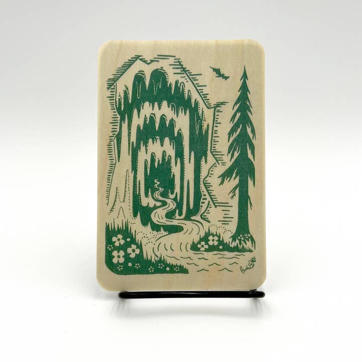 Morning Paper dot Design - Wholesale Postcard - Cave and tree on aspen or red cedar wood postcard6