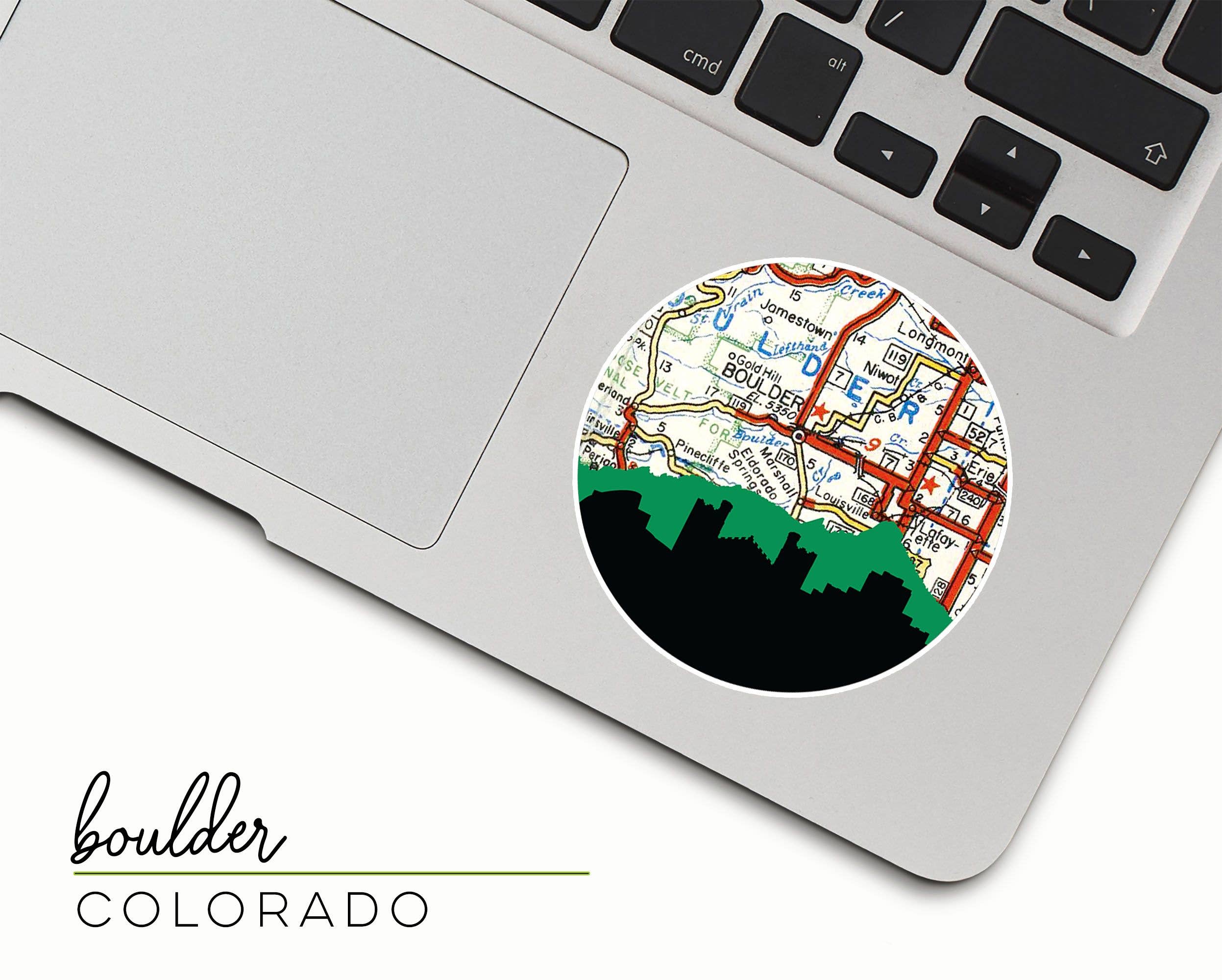 Paperfinch Design - Vente Autocollant - Autocollant de la ville de Boulder Colorado | plan de la ville et panorama urbain