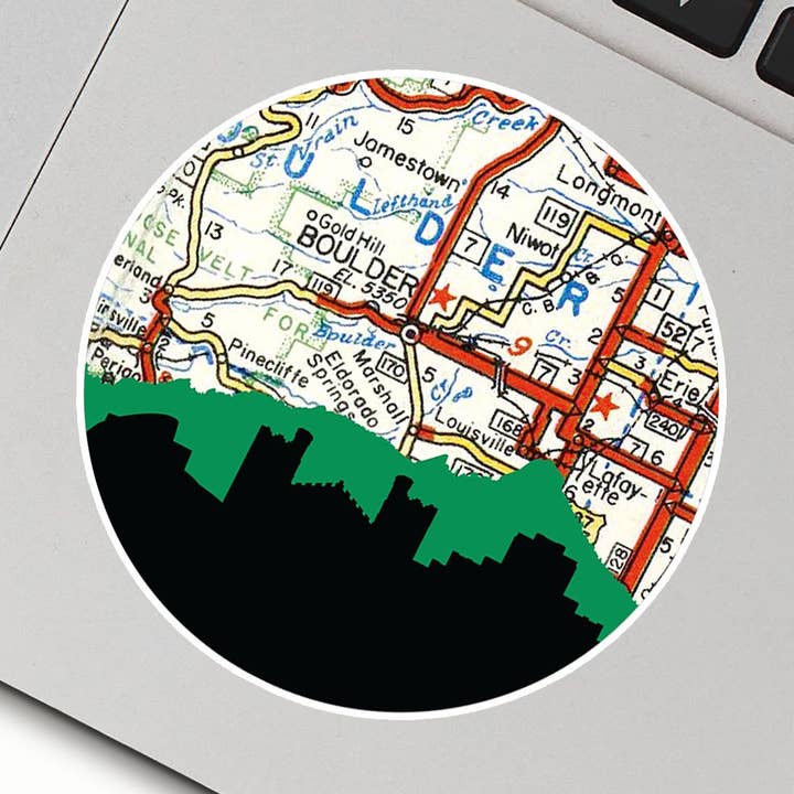 Paperfinch Design - Vente Autocollant - Autocollant de la ville de Boulder Colorado | plan de la ville et panorama urbain0