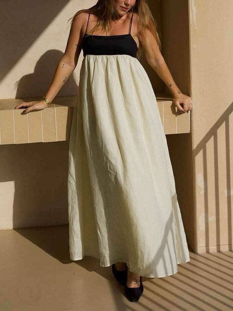 Beige Cotton Minimalism Spaghetti straps maxi dress for wholesale on Faire16