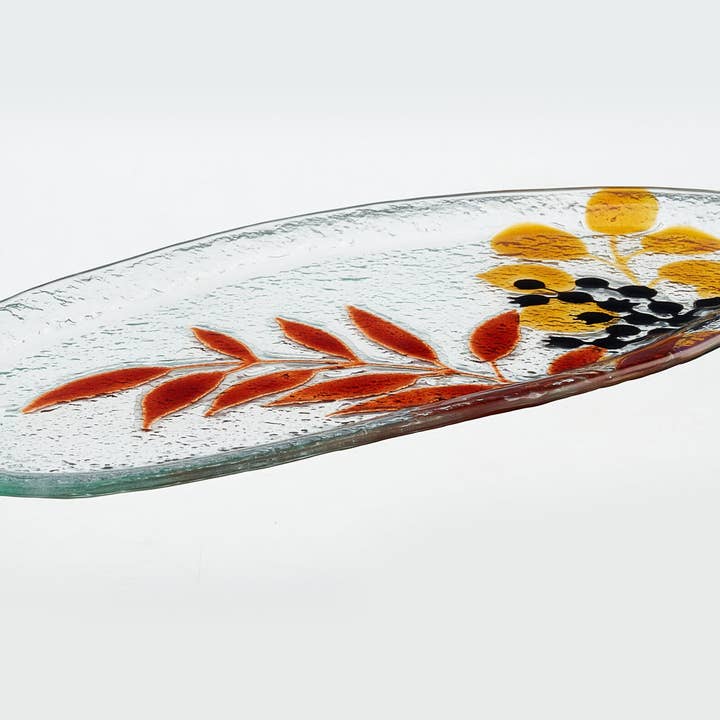 Bandeja Tropical Grande Gratis 39x19 Hojas Negras, Rojas y Amarillas para venta al por mayor de Cavari Atelier