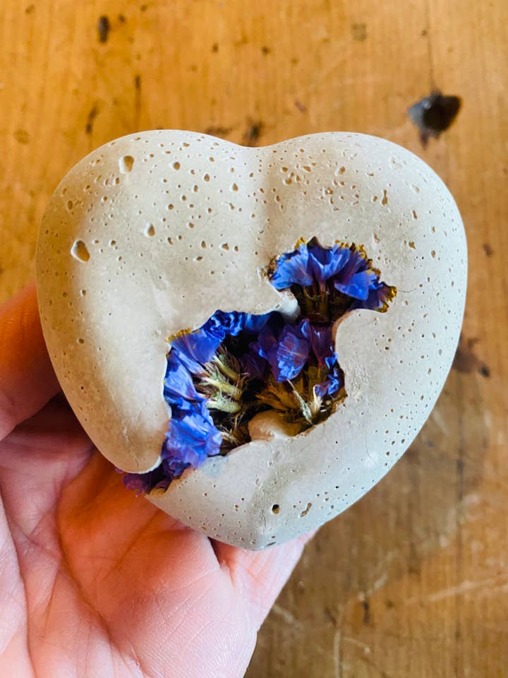 Petrified Sea Lavender Concrete Heart for wholesale by Sea + Green