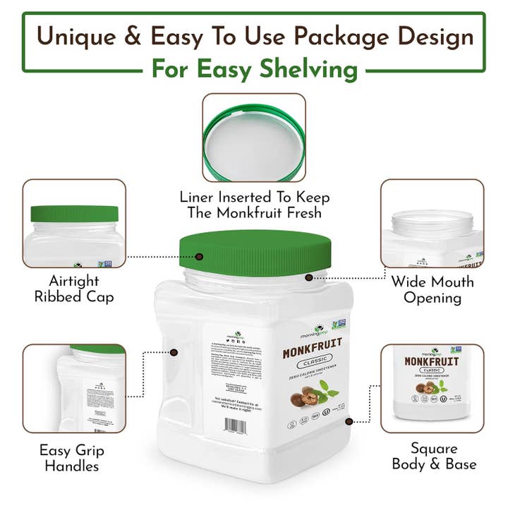 Durelife - Wholesale Sugar/Sweetener - Morning Pep Monk Fruit Sweetener, Classic White 2.5lb1