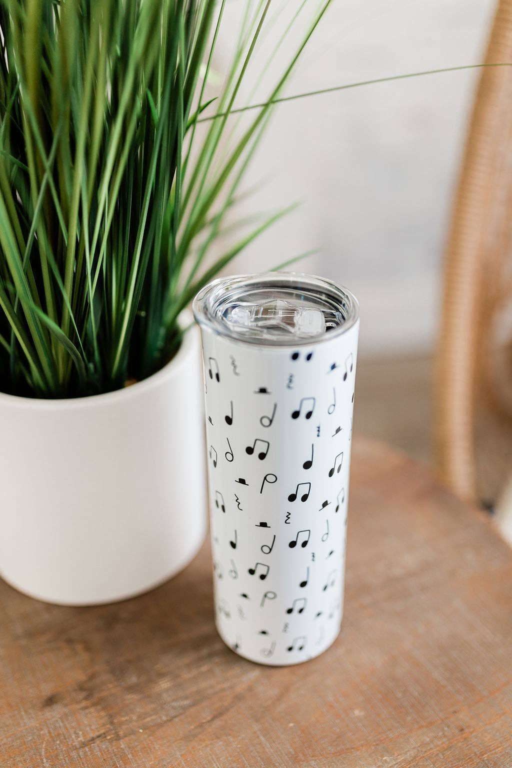 Musically Minted - Wholesale Insulated Mug/Tumbler - Black and White Music Note Skinny Tumbler1