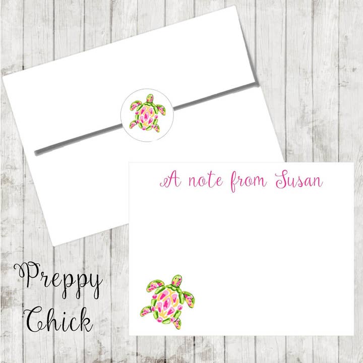 Tarjetas de Notas de Tortuga Preppy, Set de Papelería Personalizada de 24 para venta al por mayor de Moman Sales, Inc.
