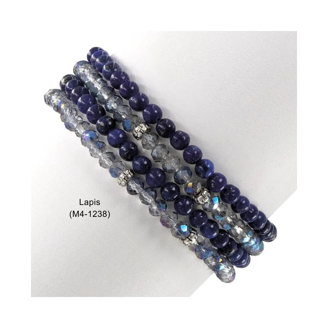 My Fun Colors - Wholesale Beaded Bracelet - Gemstone + Crystal Bead Stretch Bracelets, Set49