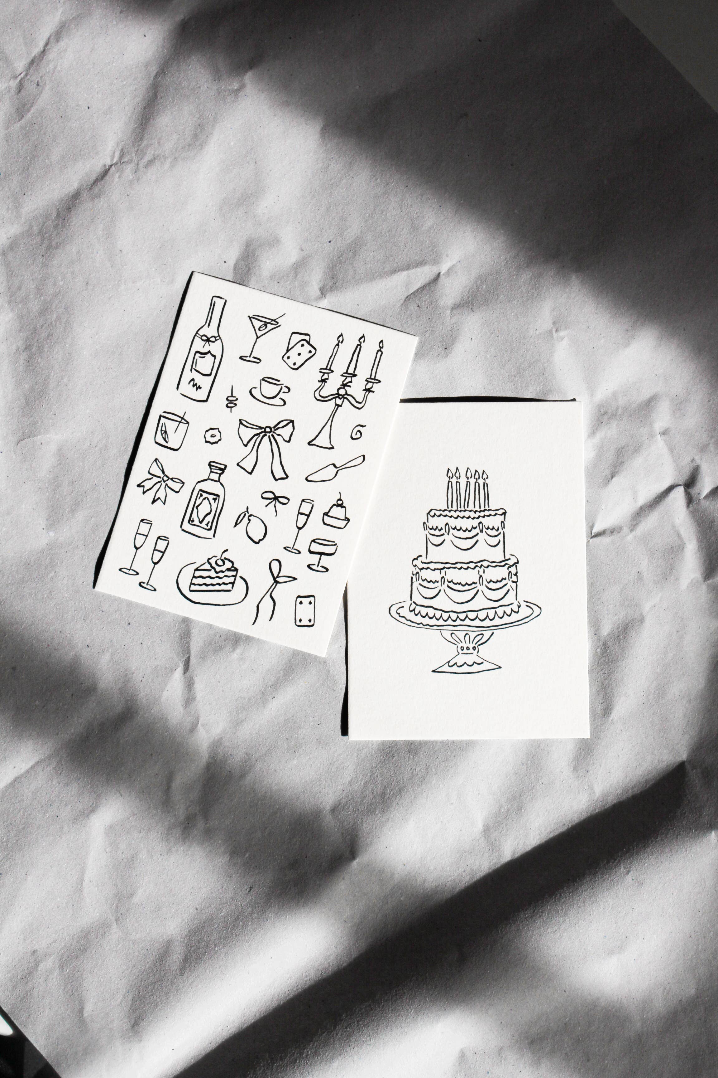 L'Atelier Samedi – Postal por atacado – Postal de bolo (risografia) | Cartão de casamento | Aniversário1