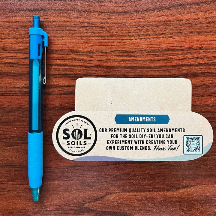 Sol Soils - Wholesale Planting/Potting Soil - 2-Sided PoP Shelf Talker: Amendments and Toppers3