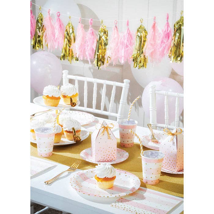 Bulk Party Decor - Wholesale Disposable Cup - Bulk Pink and Gold Celebration Paper Cups (96 per Case)2
