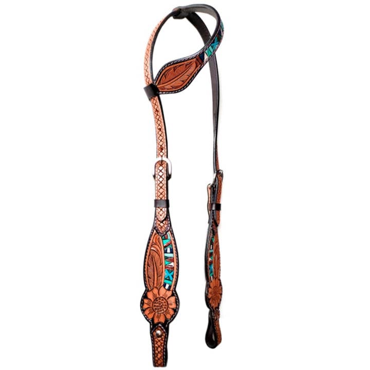 HILASON - Wholesale Horseback Riding Gear - Bar H Equine Genuine Western American Leather Horse Premium Headstall & Breast Collar Set
