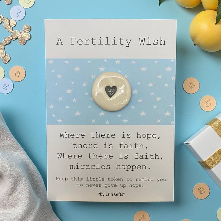 By Erin Cards and Gifts Ltd - Wholesale Keepsake Coin/Token - A Fertility Wish Ceramic Pocket Token Pocket hug and Card0