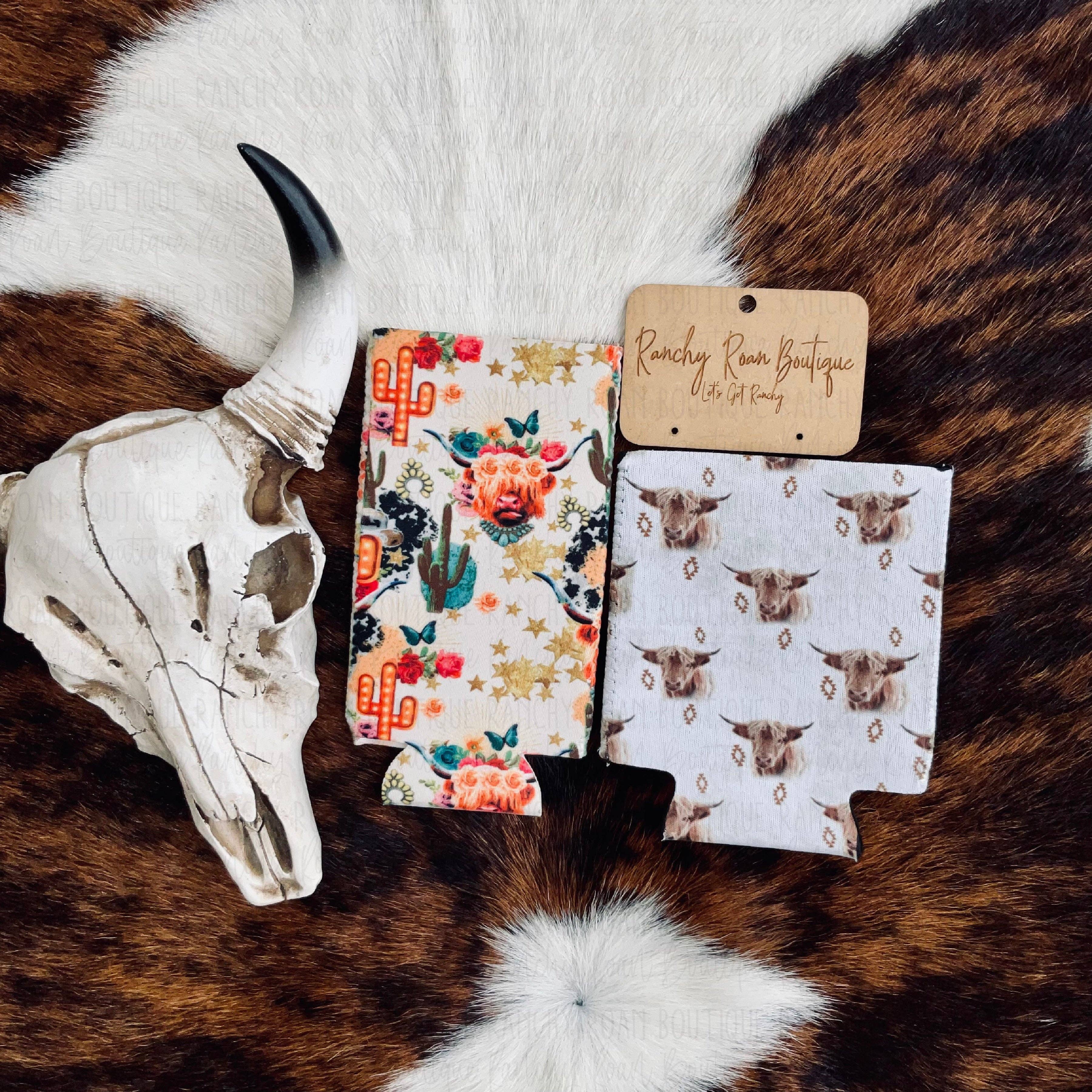 Ranchy Roan Boutique - Vente Housses de boisson - Koozie Fancy Highlander Slim1