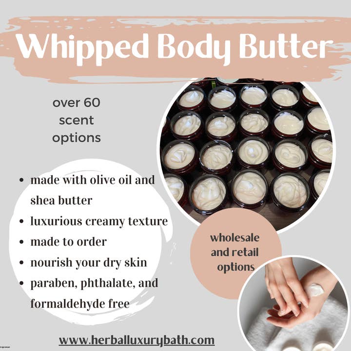 Herbal Love Creations- Luxury Bath and Body - Wholesale Body Balm/Butter - 8 oz Unlabeled Body Butter- label and resell as your own