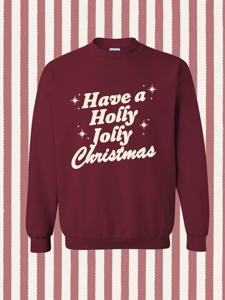 Hartland Goods - Wholesale Graphic Sweatshirt - Women's - Have a Holly Jolly Christmas Sweatshirt
