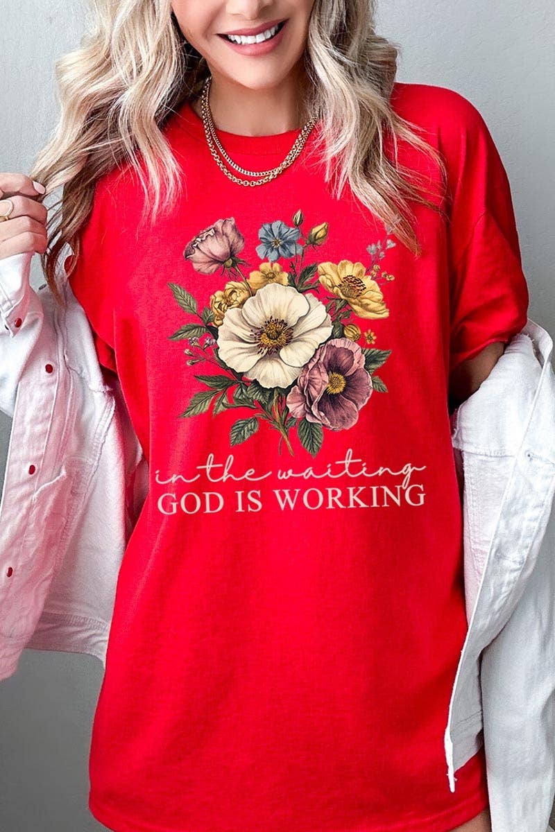 COLORBEAR - Wholesale T-Shirt (Graphic) - Unisex - God is Working Vintage Floral Heavy Cotton Tee12