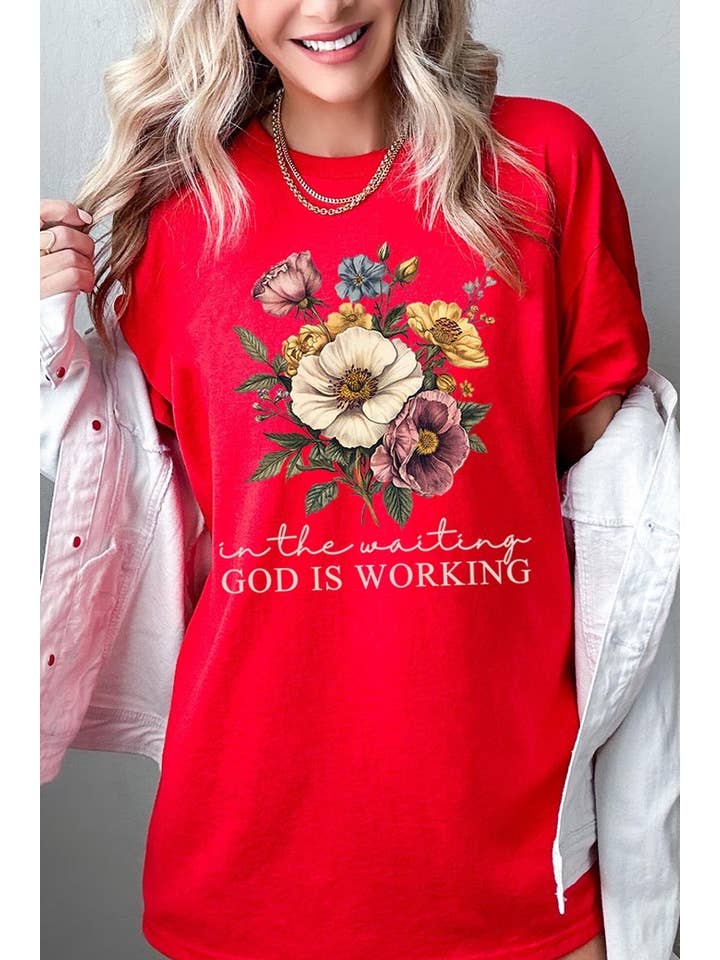 COLORBEAR - Wholesale T-shirt (graphic) – unisex - God is Working Vintage Floral Heavy Cotton Tee12