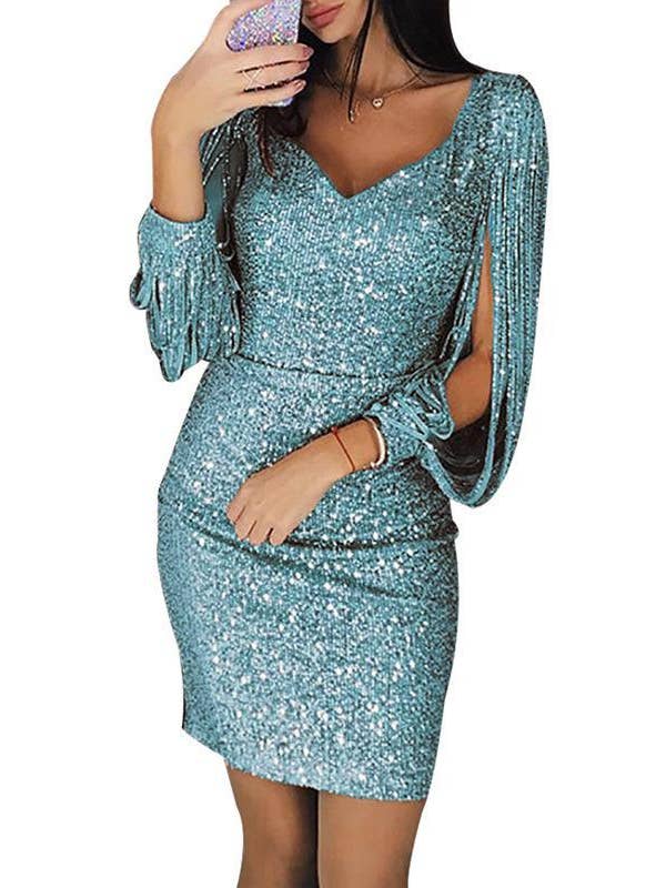 MB Fashion Wholesale - Wholesale Dress - Women's - MB FASHION SEQUIN TASSEL PARTY DRESS 1901