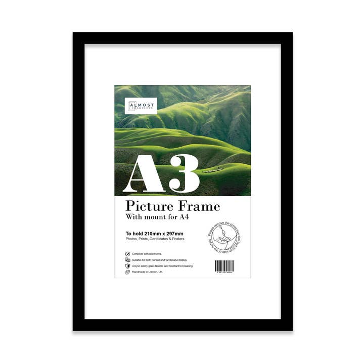 Black A3 Picture Frame With mount for A4 for wholesale by WholesaleFrames.co.uk