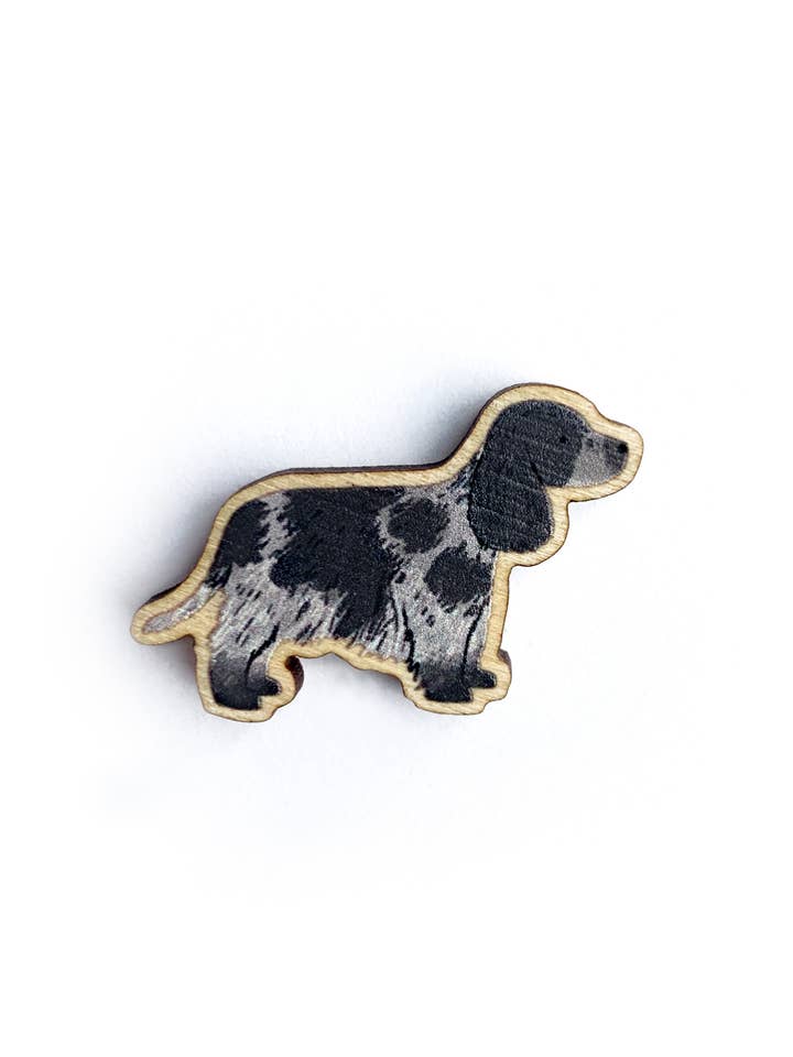 Cocker Spaniel (Grey) Wooden Pin - Responsibly Sourced for wholesale by Tom Hardwick