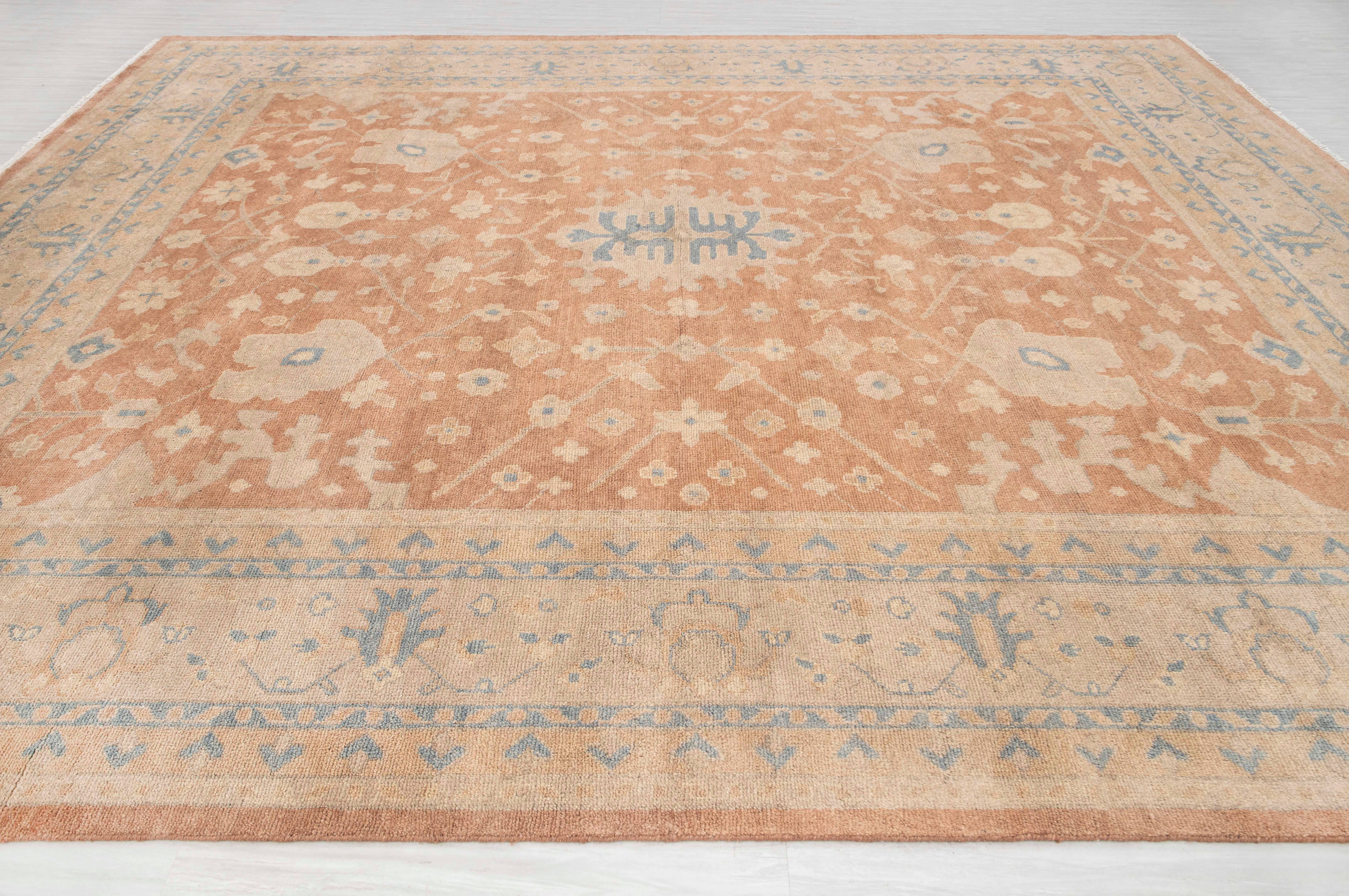 Aesthetic Homes LLC - Vendita all'ingrosso Tappeto - Tappeto Oushak in Lana Ruggine Tan Annodato a Mano Lana Morbida SE-1064