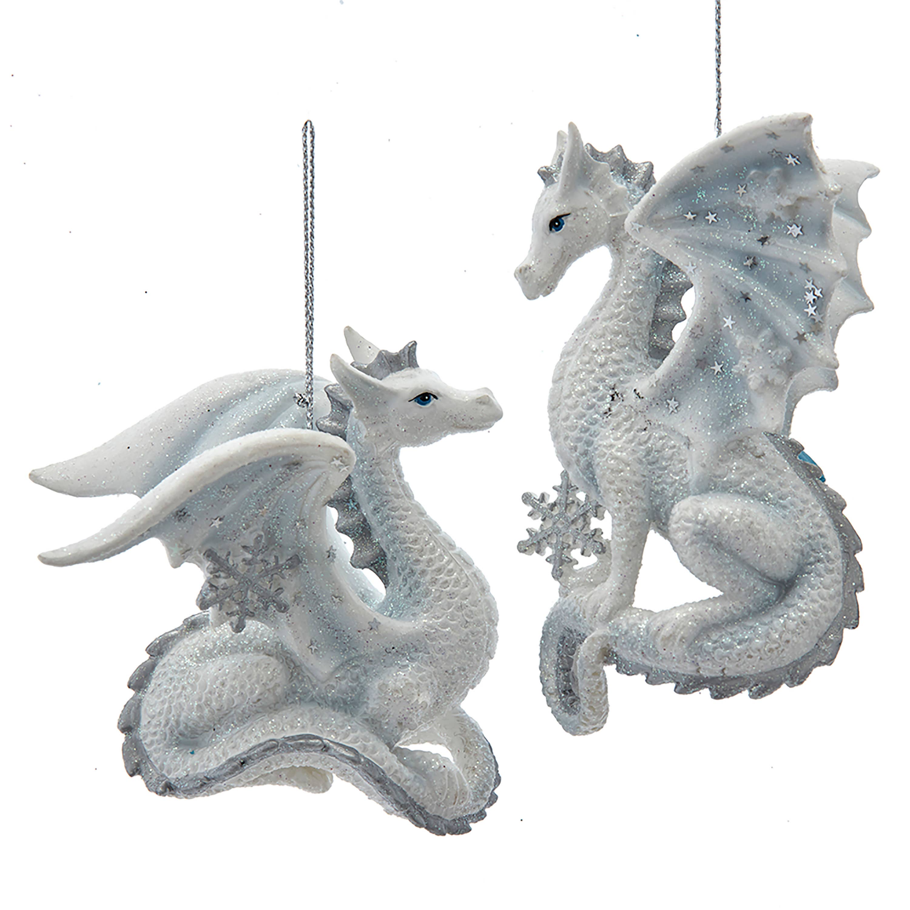 Kurt S. Adler, Inc. - Vente Lots de décorations - 4.5"ARGENT/BLANC DRAGON ORNEMENT 2/ASSTD1