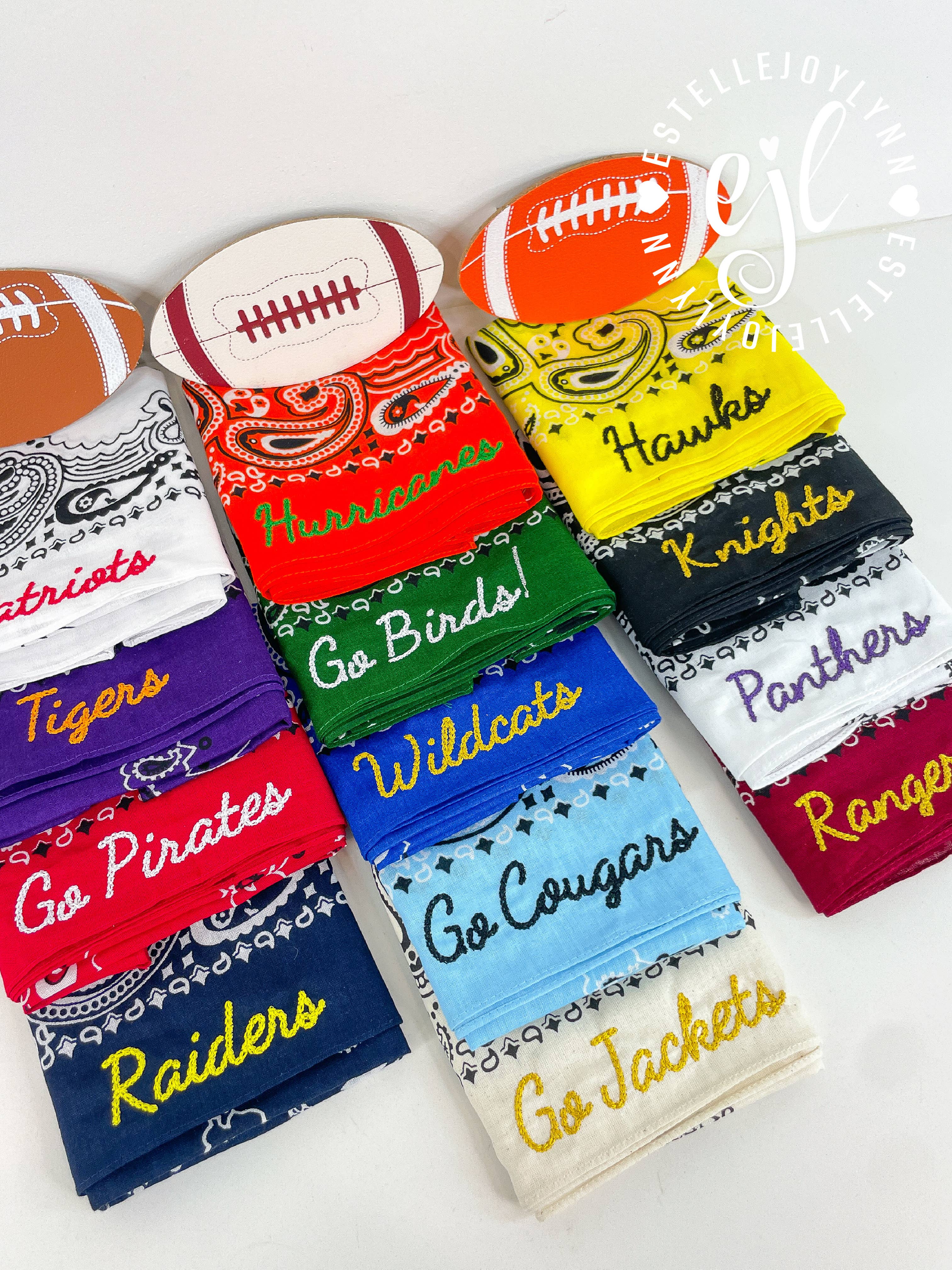 EstelleJoyLynn, LLC - Wholesale Bandana - Women's - CUSTOM School Spirit Embroidered Bandanas4